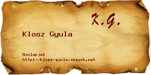 Klosz Gyula névjegykártya